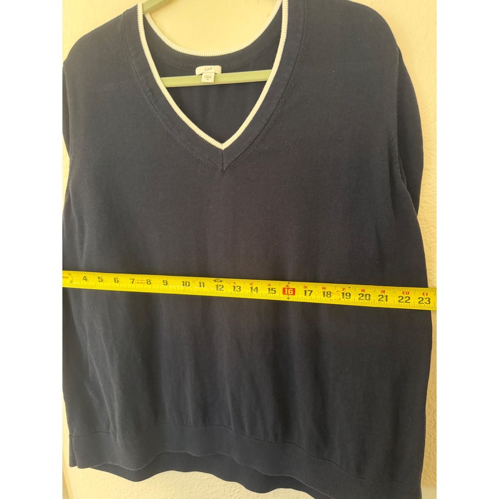J. Jill Navy Blue V-Neck Cotton Rayon Puffed Sleeve Sweater 3X Plus Size - Picture 7 of 11